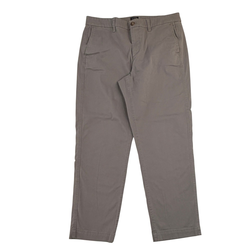 J.Crew Womens High-Rise Girlfriend Chino Pants Gray Taupe Stretch Cotton Size 12